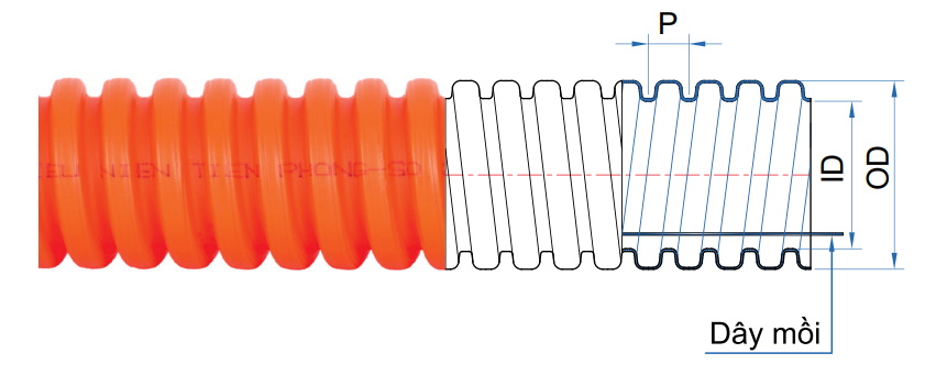 Ống nhựa xoắn HDPE 1 lớp