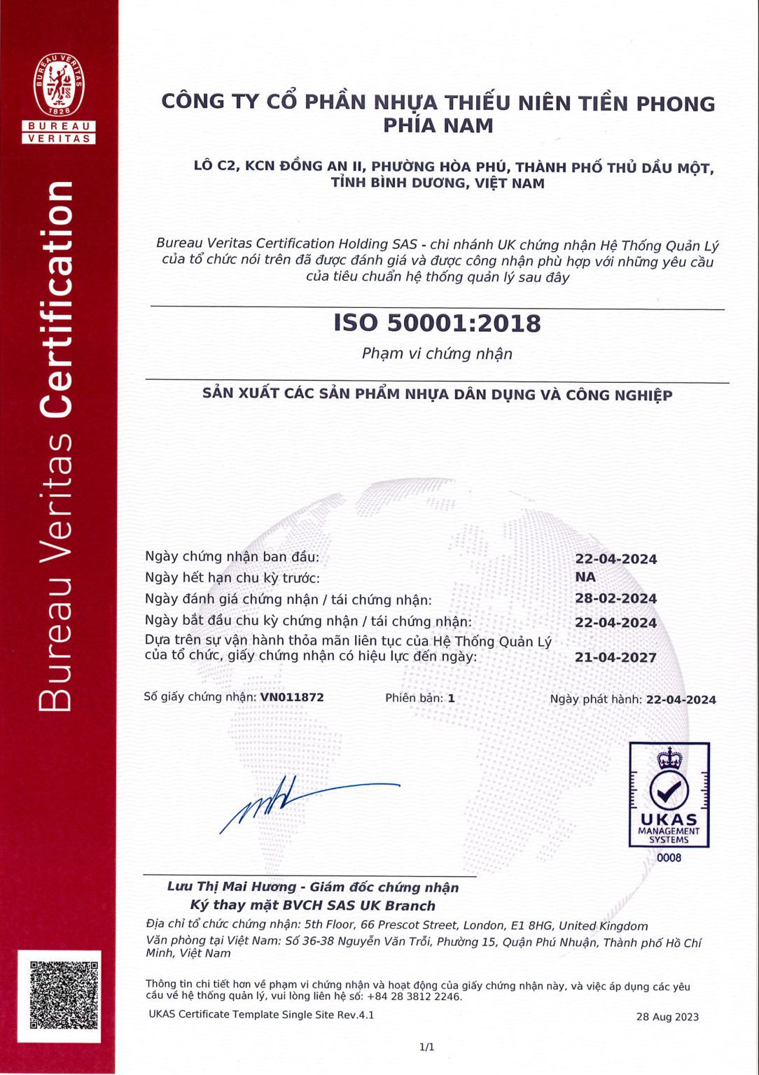 Giấy chứng nhận ISO 50001 (VN)