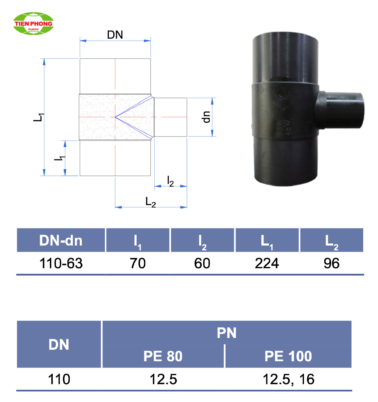 Tê chuyển bậc HDPE