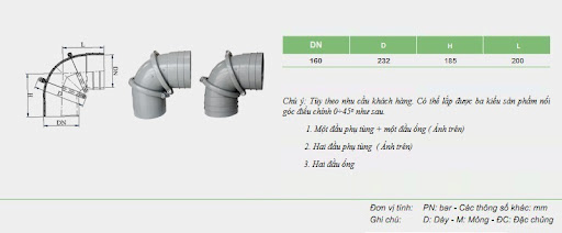 Bộ nối góc điều chỉnh PVC-U