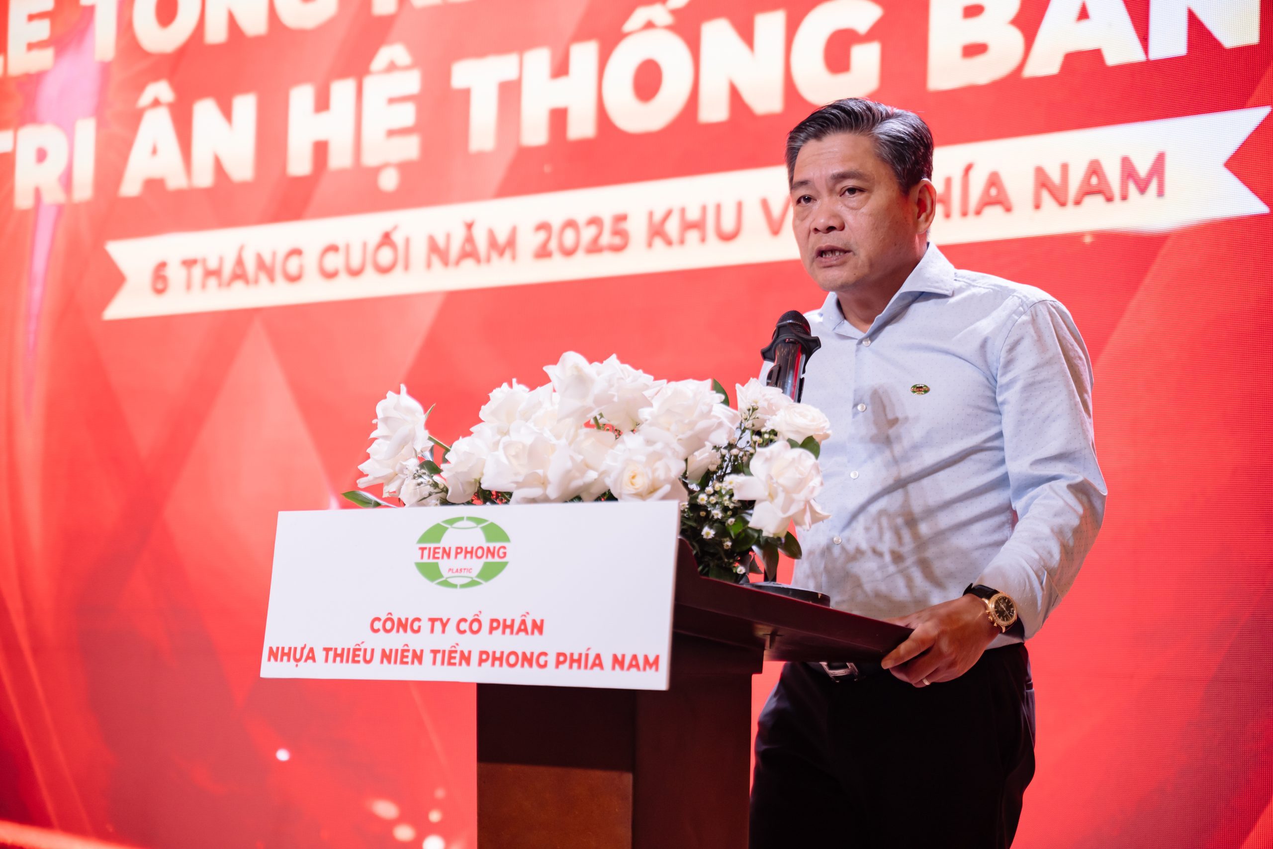 Ông Hồ Phi Hải - Phó Chủ tịch HĐQT, Tổng Giám đốc Công ty Cổ phần Nhựa Thiếu niên Tiền Phong phía Nam, phát biểu khai mạc.