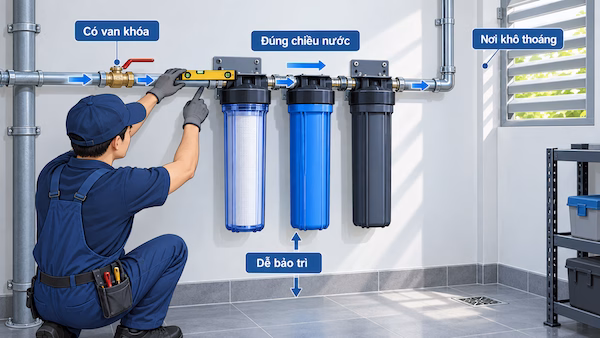 Lưu ý khi lắp đặt hệ thống lọc nước đầu nguồn